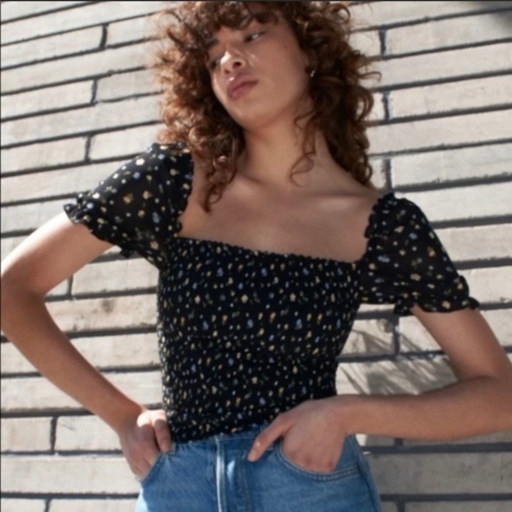 Reformation - Smocked Floral Top, Size Small - Like New